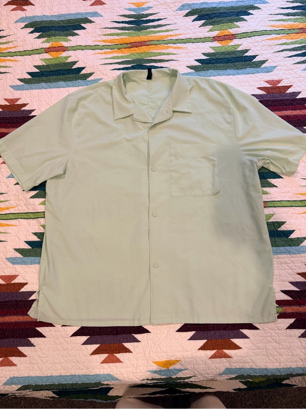 Lululemon Light Sage Short-Sleeve Cuban collar Button-Down Shirt